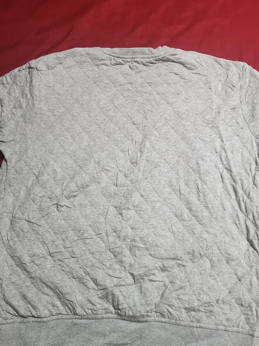 Ralph Lauren Light Gray Quilted Crewneck Sweater with Navy Pony